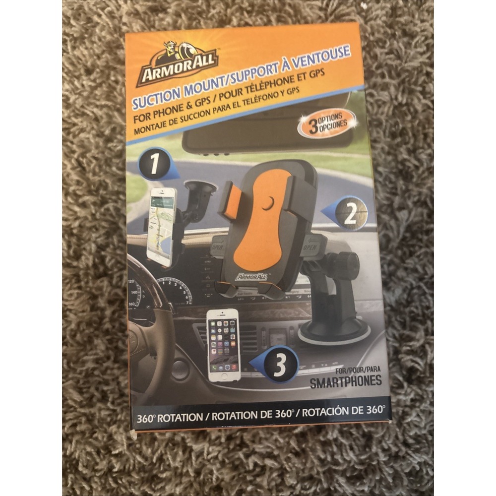ARMOR ALL Car 360 Rotation‎ Phone/GPS Holder SUCTION MOUNT Windshields Air Vents